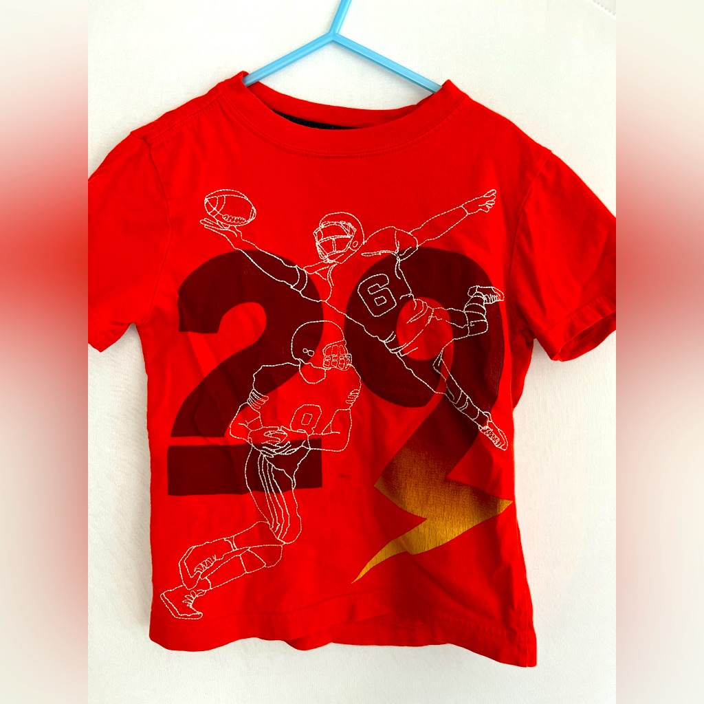 Gymboree Brand Boys Graphic Tee With Embroidered Football Player